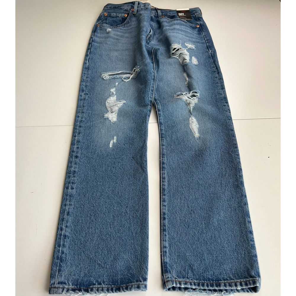 Levi's Premium Women 501 Original Fit Mid Rise Straight Leg Jeans W30xL30 Blue